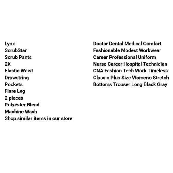 Lynx ScrubStar Pants 2X Elastic Waist Drawstring Pocket Flare Leg 2 pcs Medical - Picture 3 of 9